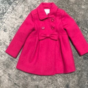 kate spade Girls' Fuchsia Bow-Front Pea Coat